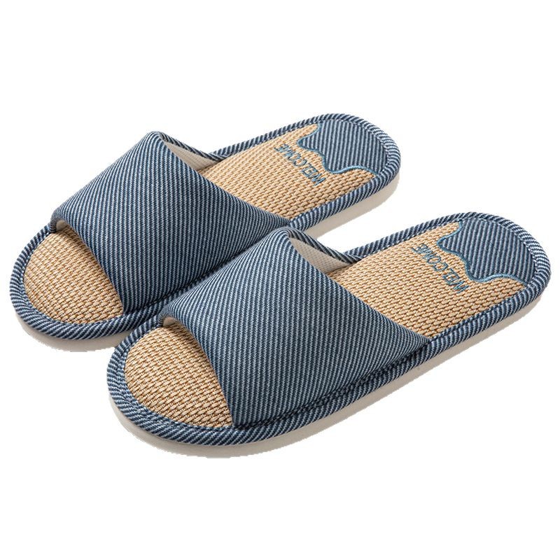 Pantuflas de interior transpirables de lino a rayas 5