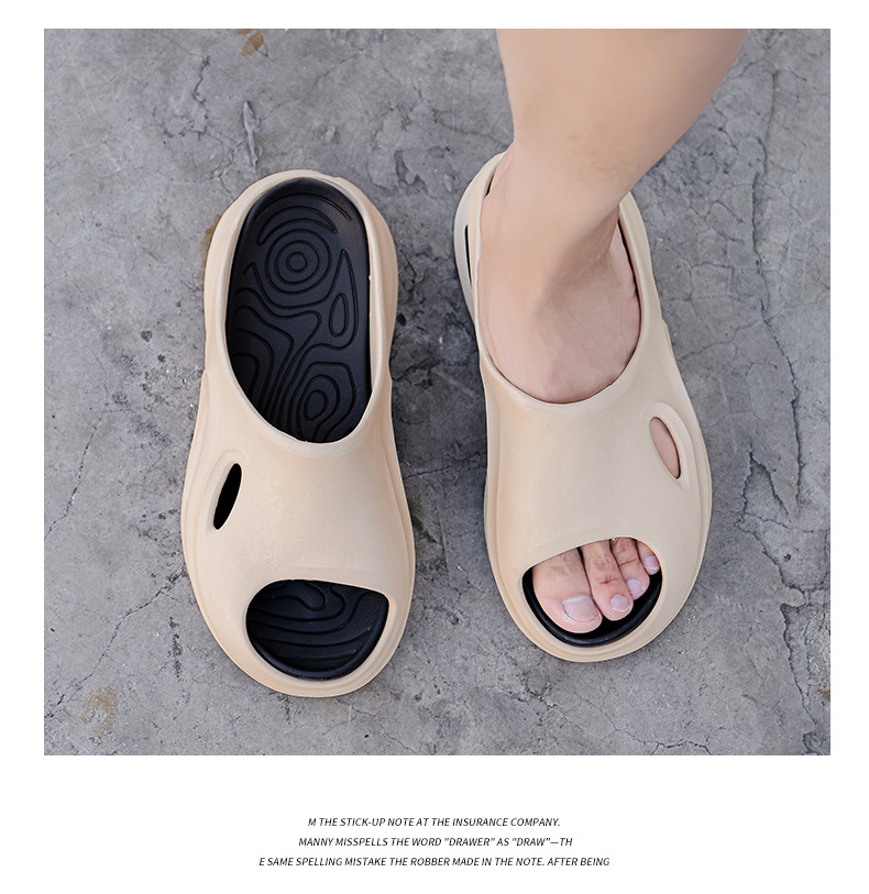 Men's Sporty Foam Slide Slippers with Contrast Sole