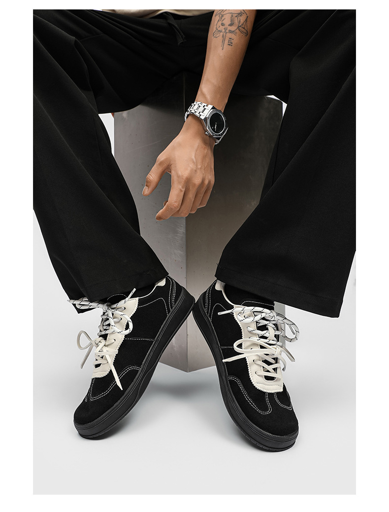 Men's Retro Suede Casual Sneakers with Double Laces