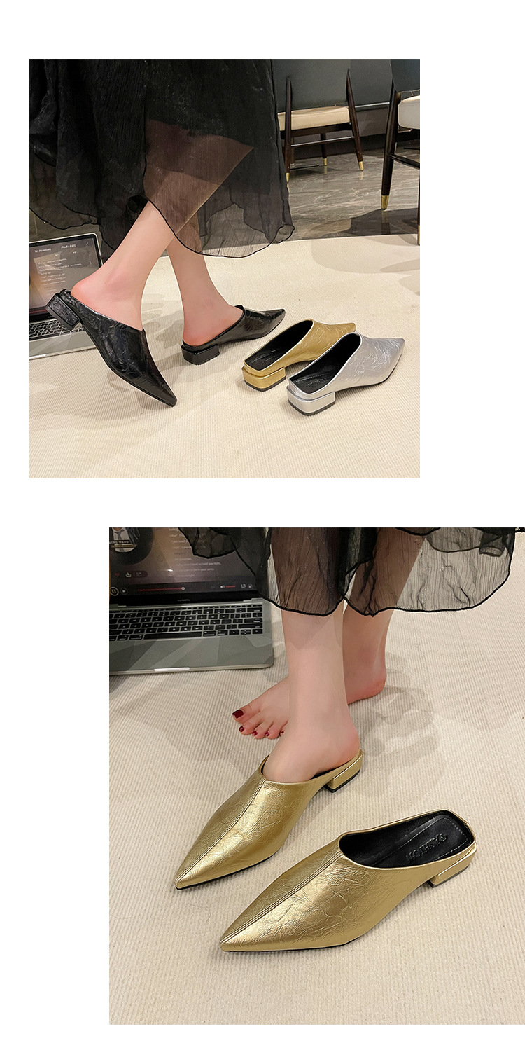 Mules da donna con punta affusolata e tacco basso a blocco