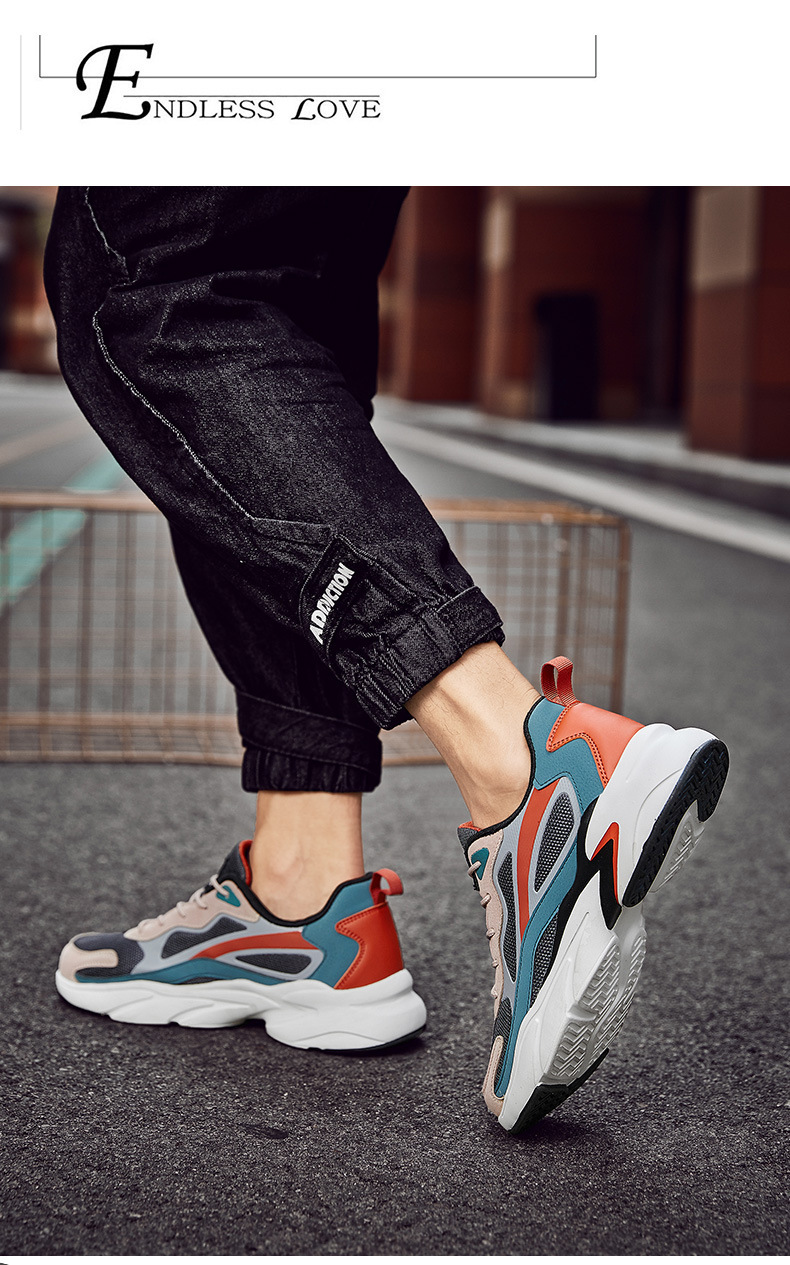 Klobige Herren-Sneaker aus Mesh, sportliche Freizeitschuhe