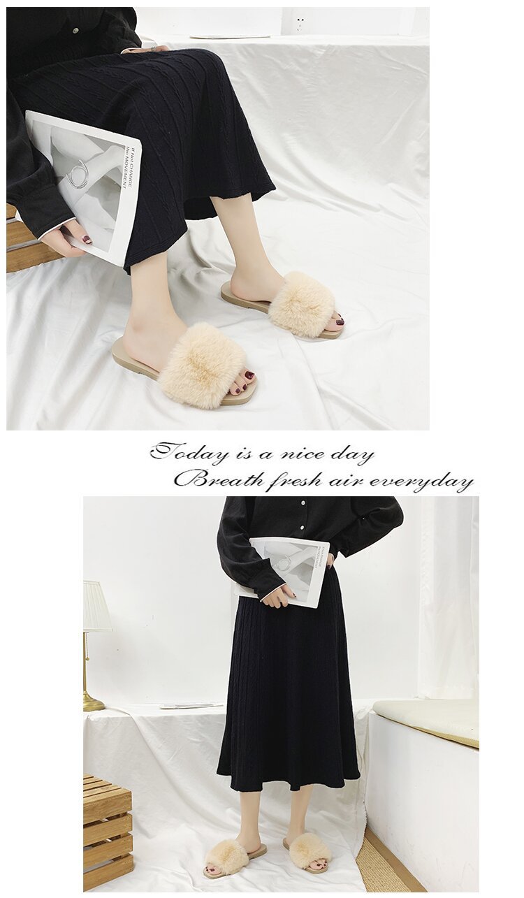 Pantuflas de mujer con suave pelo sintético
