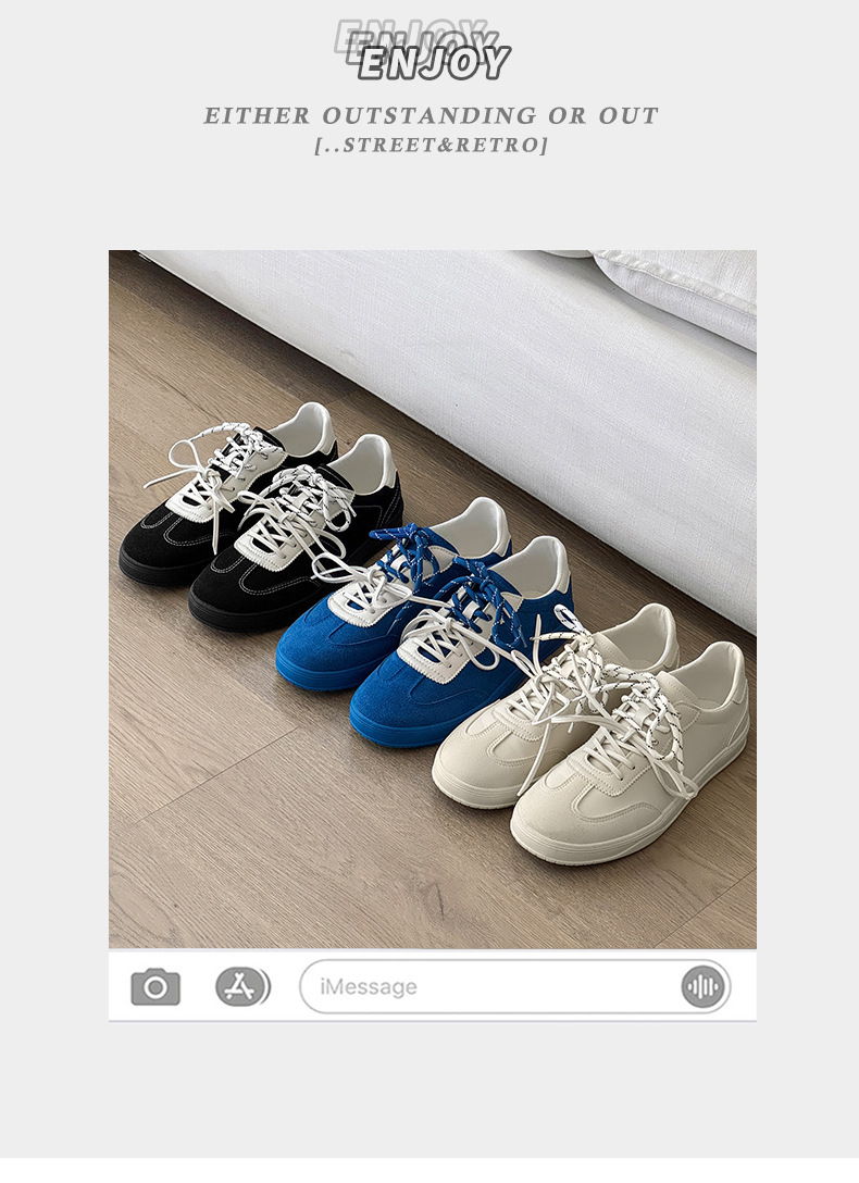 Men's Retro Suede Casual Sneakers with Double Laces