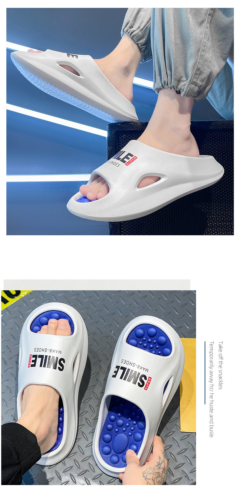 Unisex Thick Sole Massage Slippers Open Toe Slides