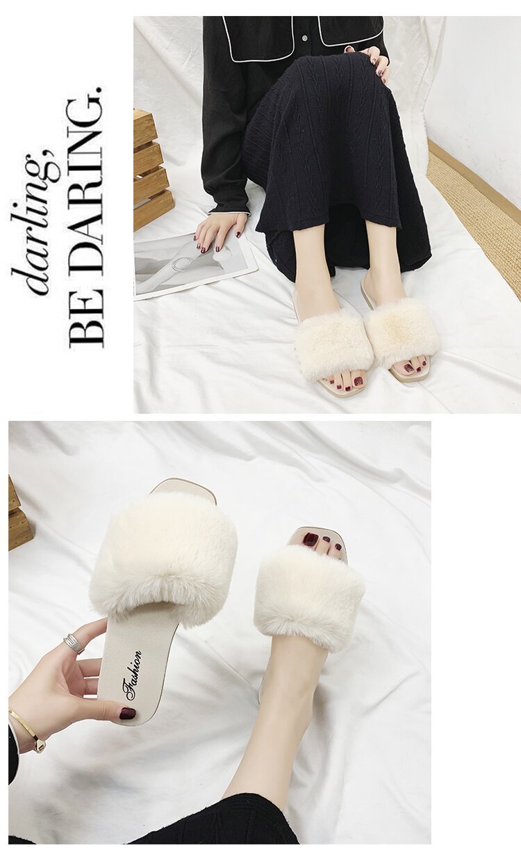 Pantuflas de mujer con suave pelo sintético