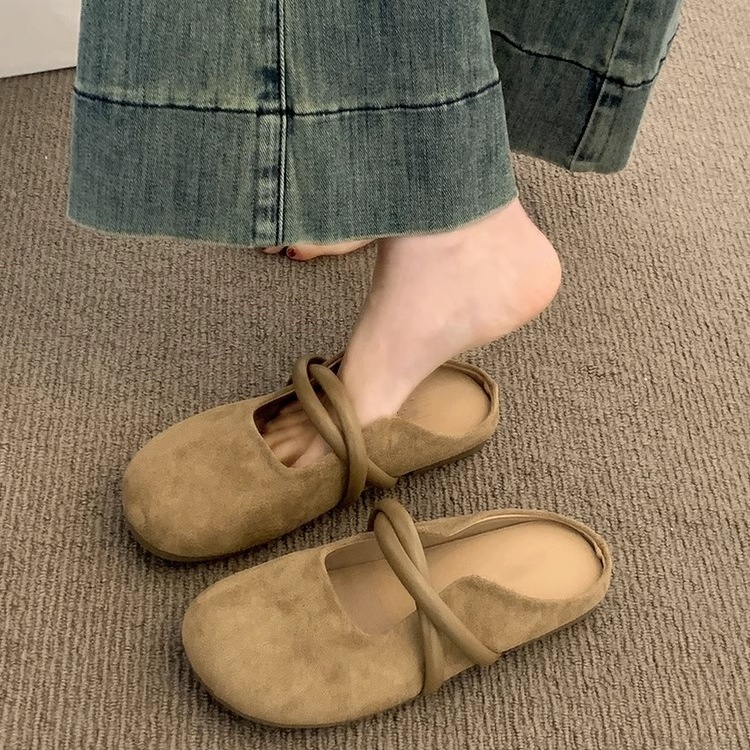Scarpe basse da donna Mary Jane in camoscio, modello slip-on.