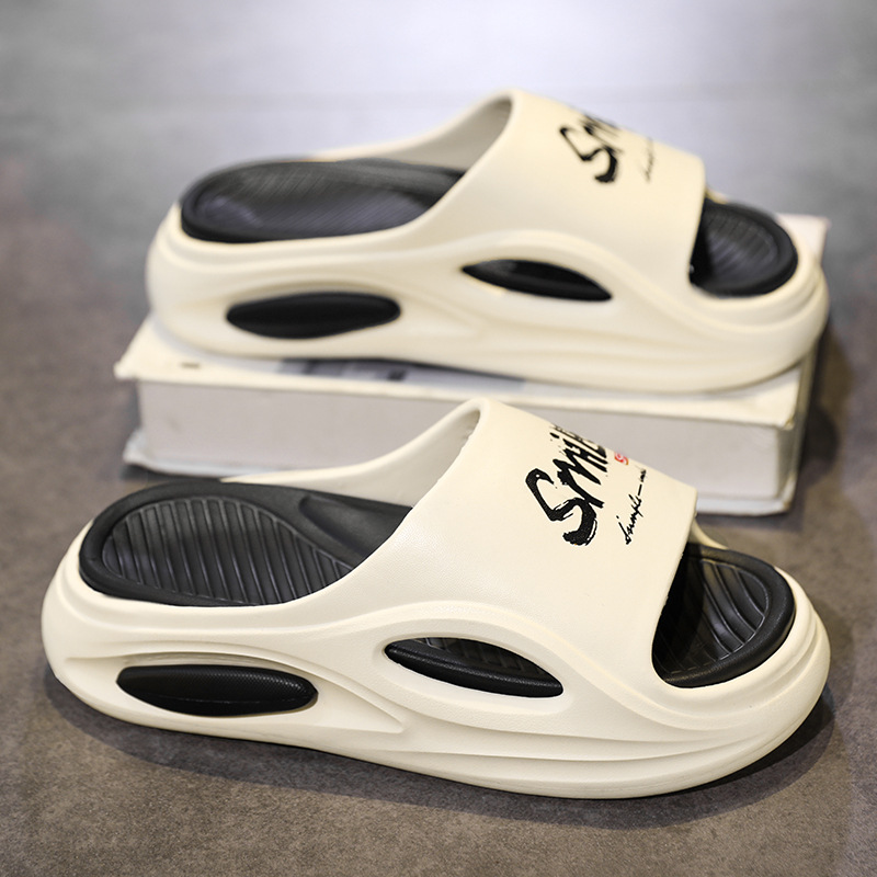 Sandalias unisex de suela gruesa con estampado de sonrisa.