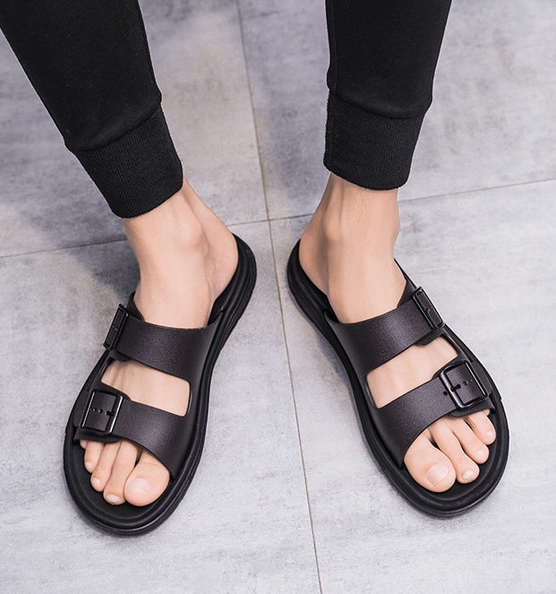Men's Double Strap Buckle Slide Sandals
