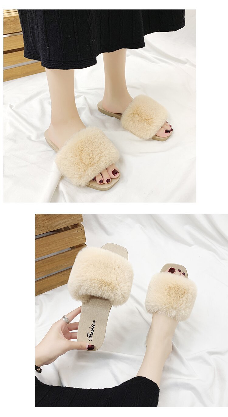 Pantuflas de mujer con suave pelo sintético