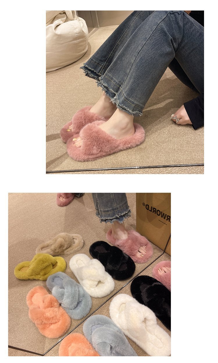 Pantuflas de mujer con tiras cruzadas y suave piel sintética.