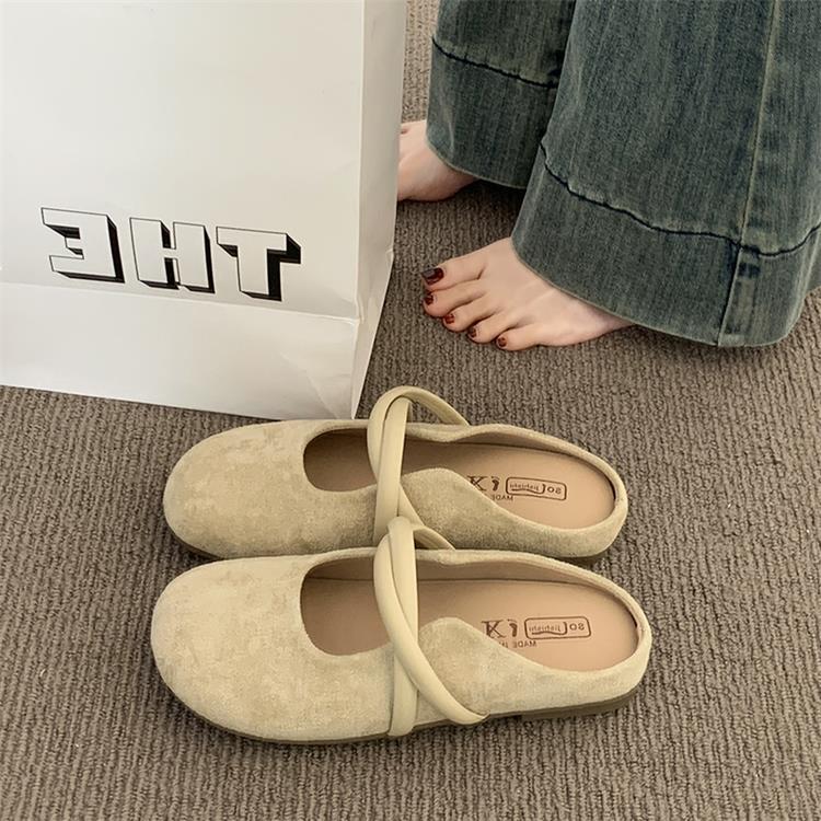 Scarpe basse da donna Mary Jane in camoscio, modello slip-on.