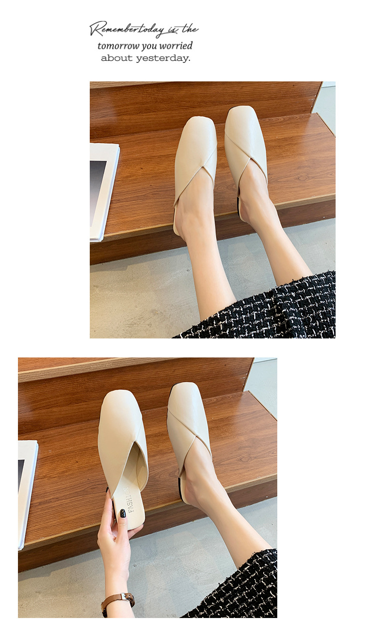 Ciabatte basse minimaliste da donna con punta quadrata